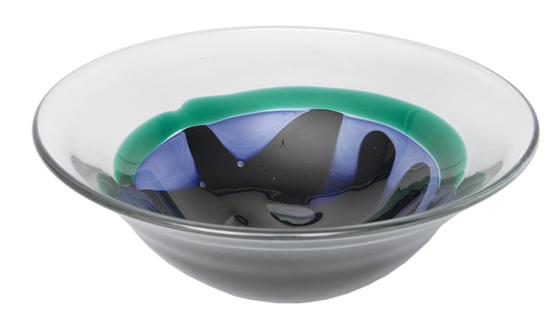 A large glass bowl by Orrefors