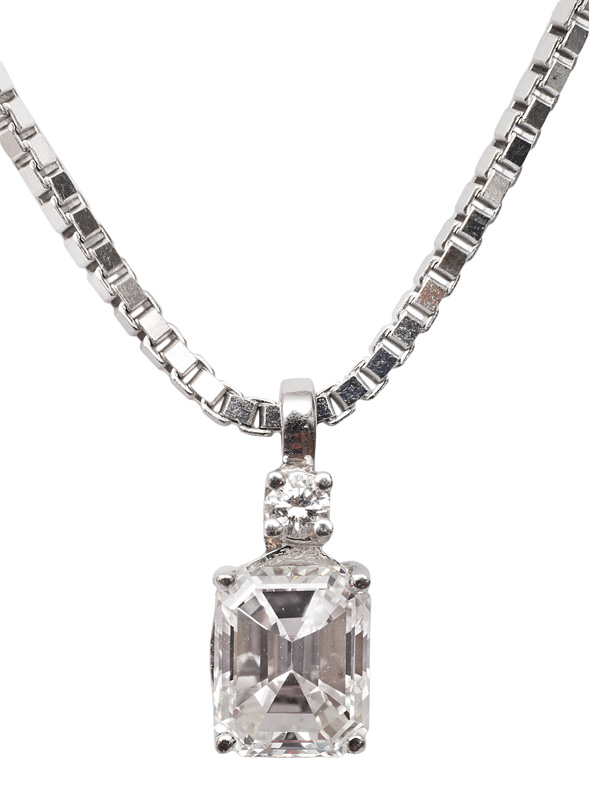 A diamond pendant with necklace