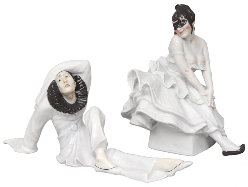 Paar Jugendstil-Figuren "Pierrette und Pierrot"