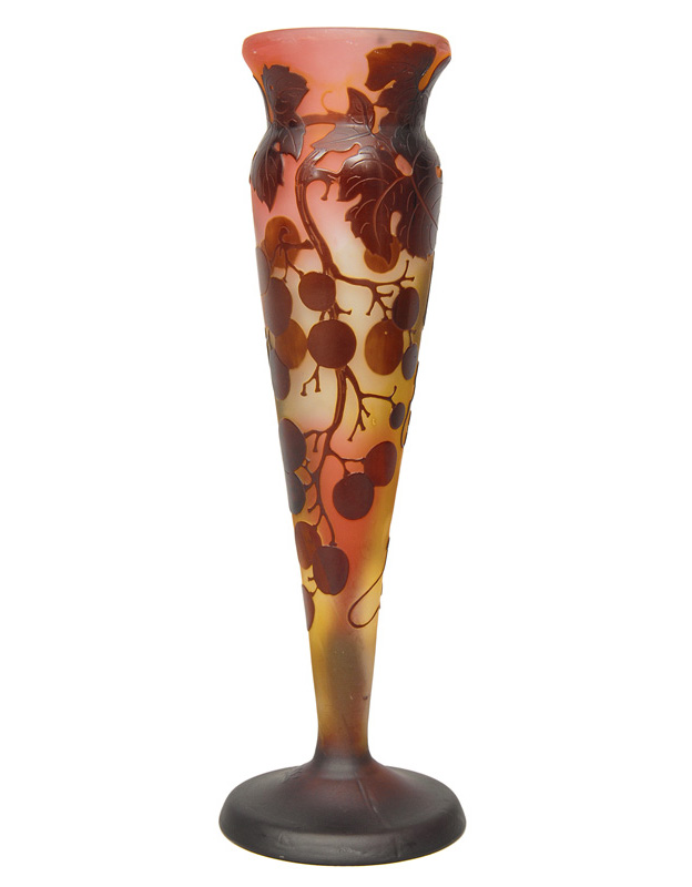 A cameo vase with vine tendrils