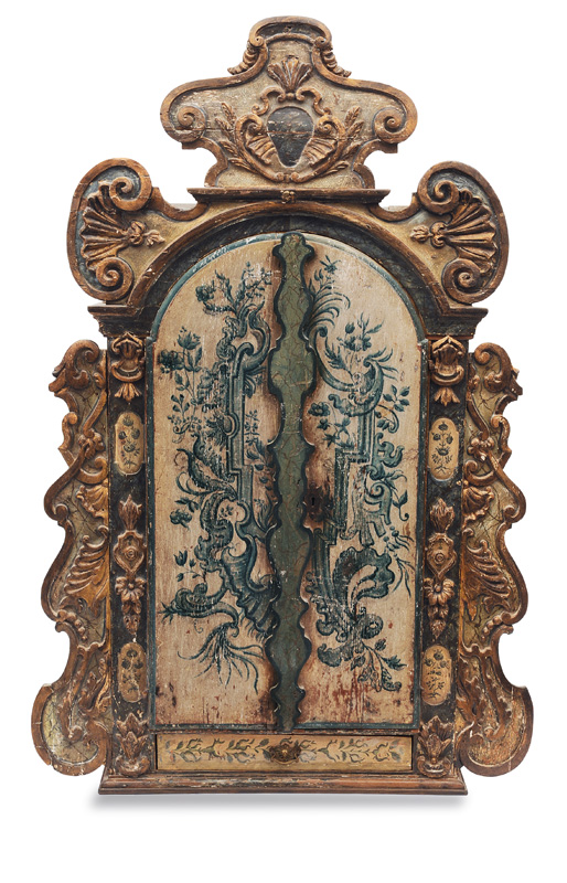 A rare coloured Rococo cabinet