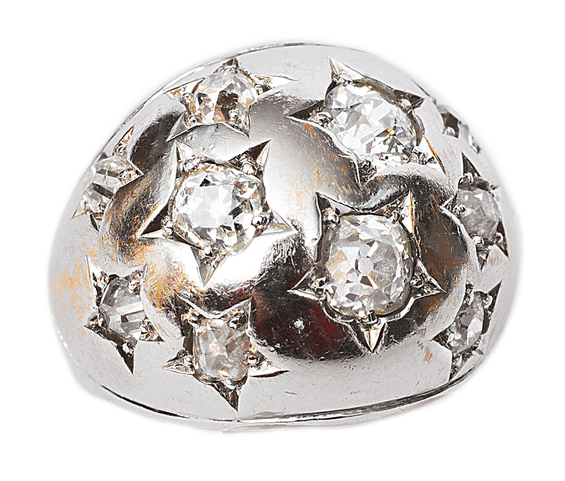 An art-déco ring with diamonds
