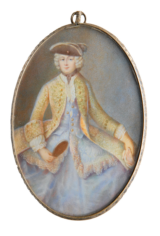 A miniature "Princess Amalie of Prussia"  after Antoine Pesne