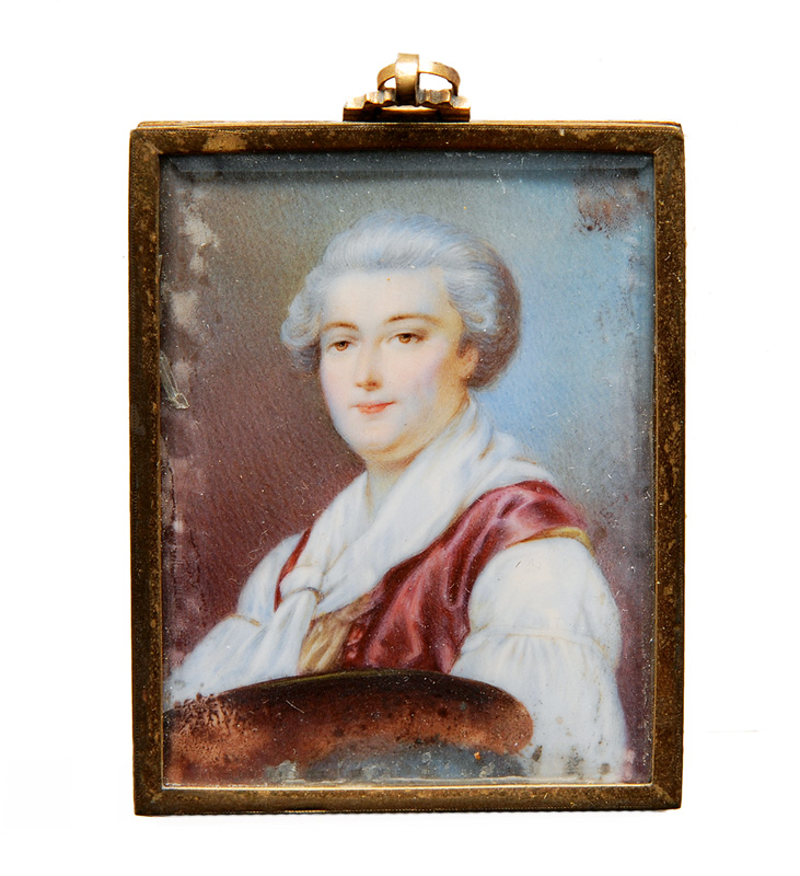 Paar Portrait-Miniaturen "Madame de la Verrue und Herr mit weiß gepudertem Haar"