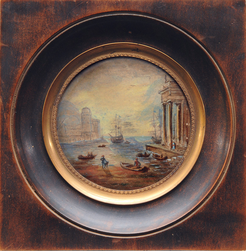 A miniature "Seaport landscape" after Claude Lorrain