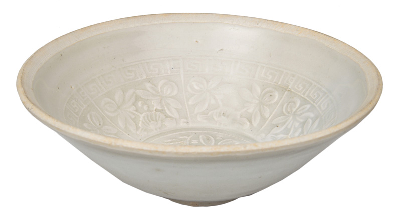 A bowl with floral decor
