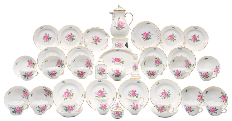A coffee service "Red rose with forget-me-not" for 12 persons