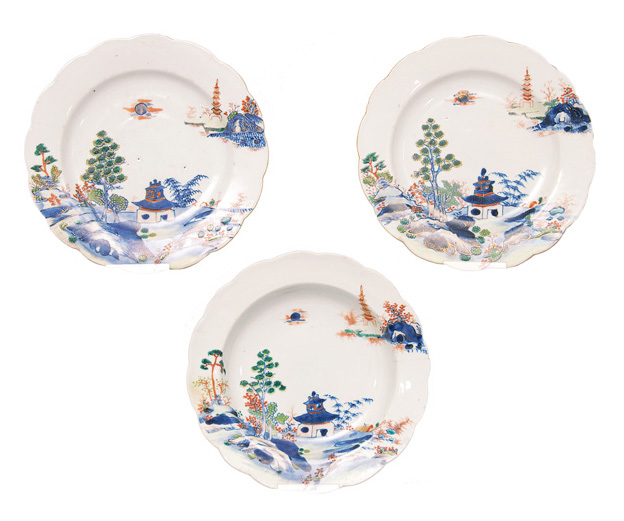 Three plates of an Imari-service