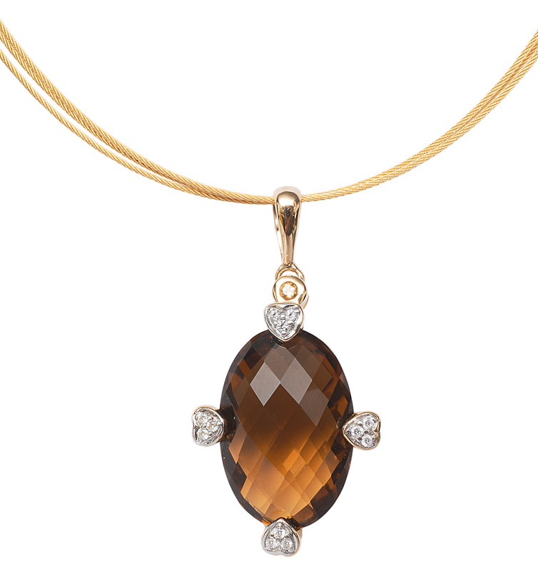 A smoky quarz diamond pendant with circlet necklace