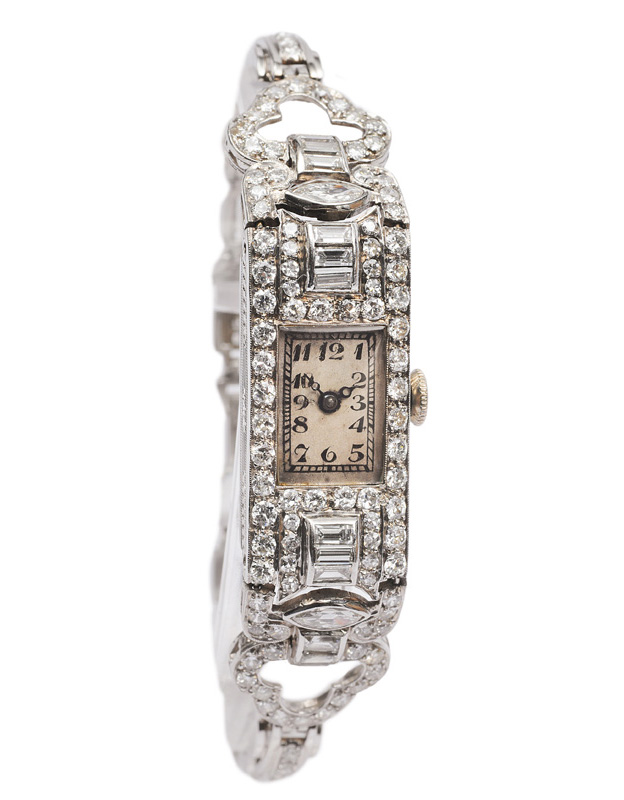Art-déco-Armbanduhr mit Diamant-Besatz