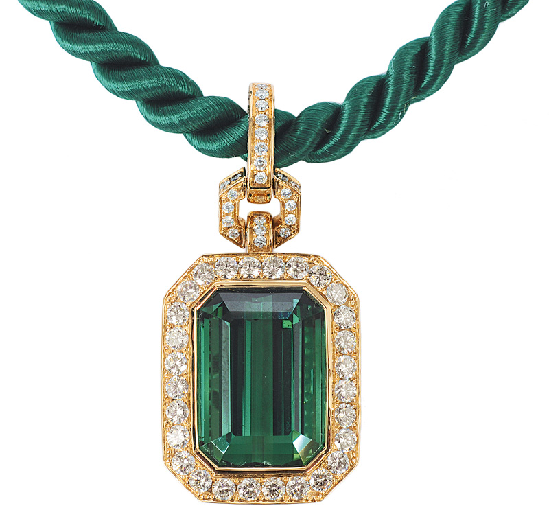 A high quality tourmaline diamond pendant