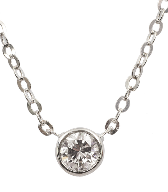 A single stone diamond pendant with necklace