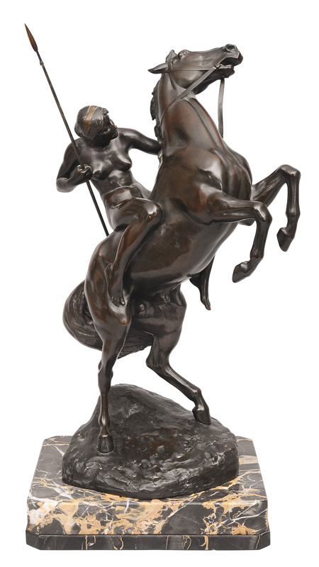 Bronze-Figur "Reitende Amazone mit Speer"