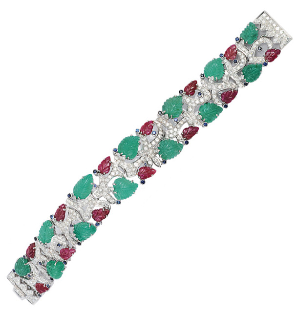 An emerald ruby diamond bracelet