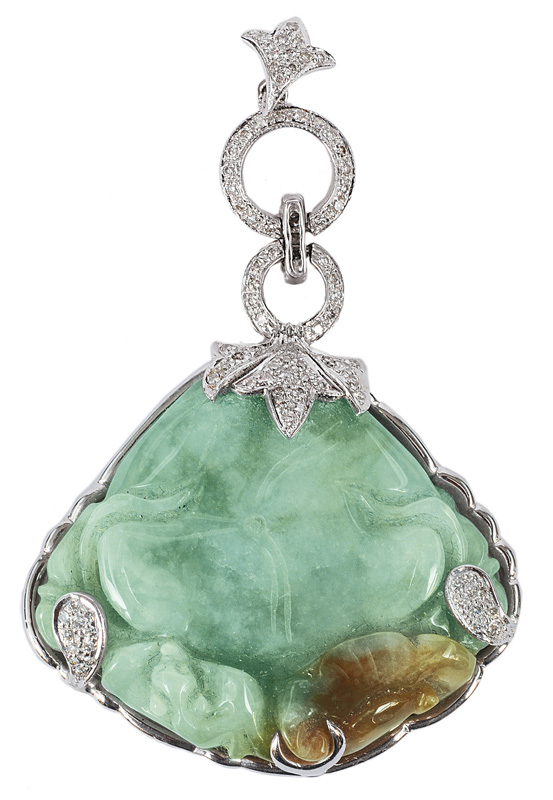 A jade pendant with diamonds