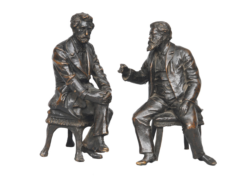 Paar Bronze-Figuren "Lincoln und Grant"