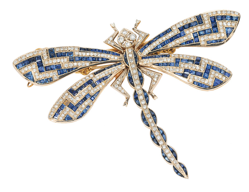 A sapphire diamond brooch "Dragonfly"