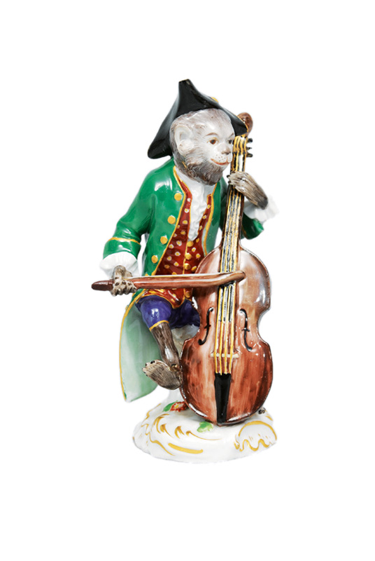 A figurine "Contrabass player" of serial "Music playing monkeys"