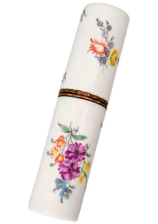 A needle case with strewn flowers