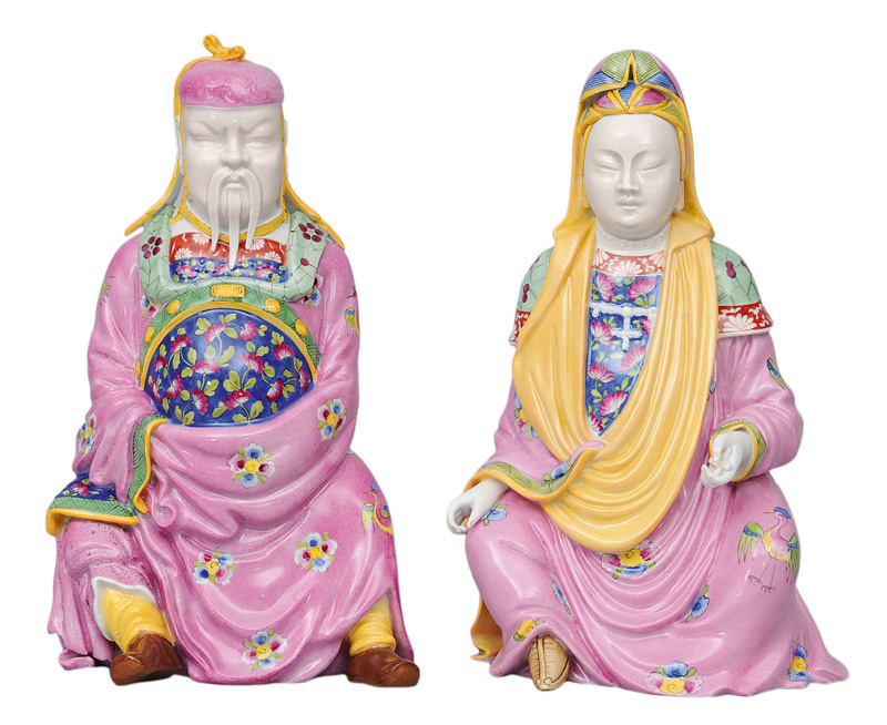 Figurenpaar "Guanyin und Mandarin"