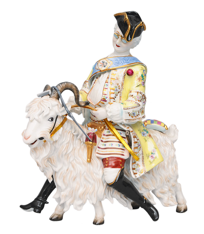 A tall figurine "Tailor on a goat"