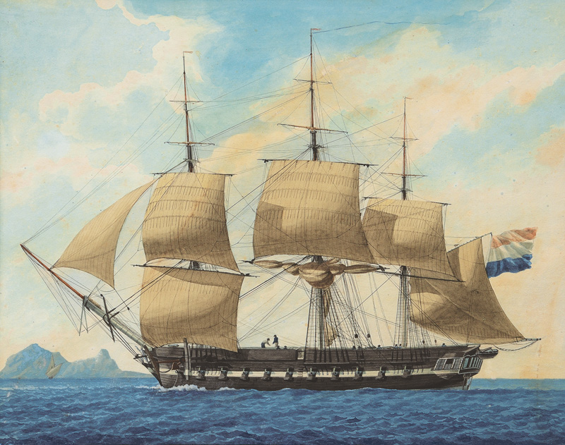 Dutch Frigate with open Cannon Ports