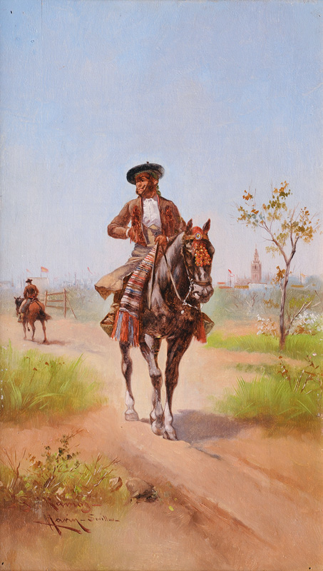 Paar Gemälde mit spanischen Reitern