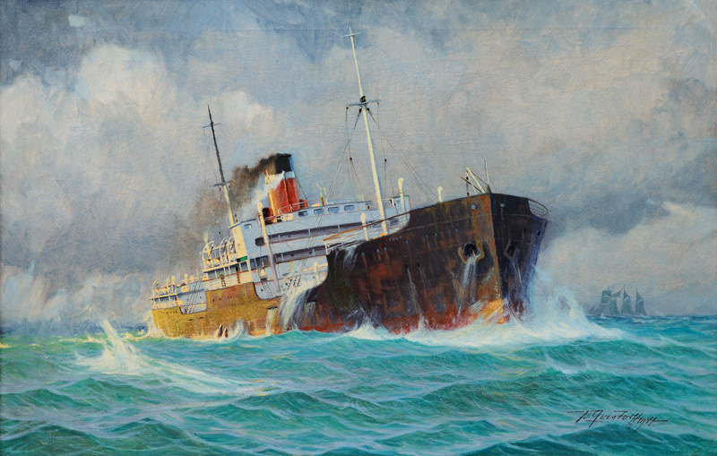 Freighter in choppy Sea