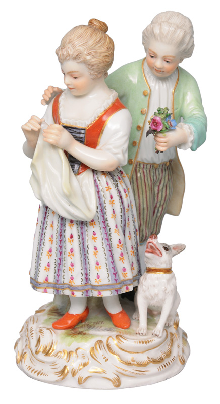 A figurine group "Gardener"s children"