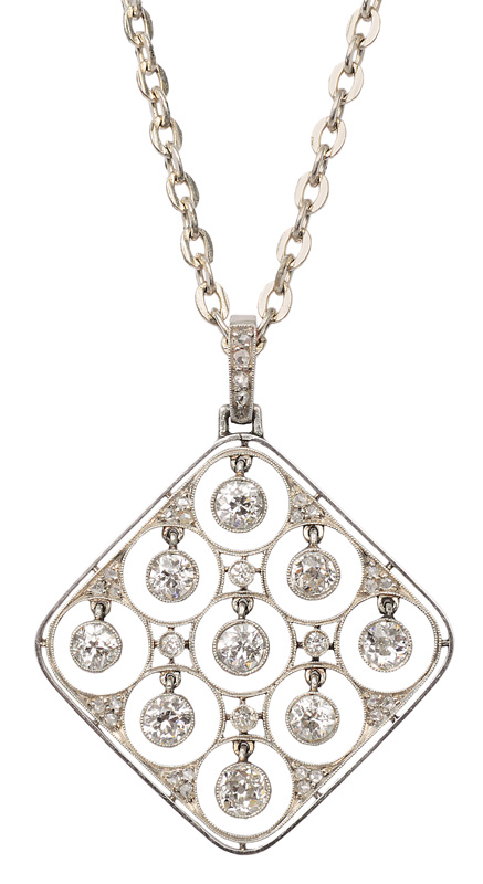 A diamond pendant with necklace