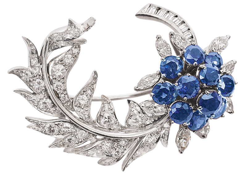 A highquality sapphire diamond brooch