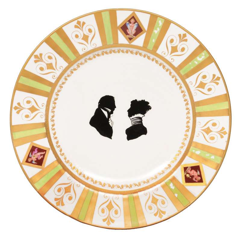 An Empire plate with the silhouette-portraits