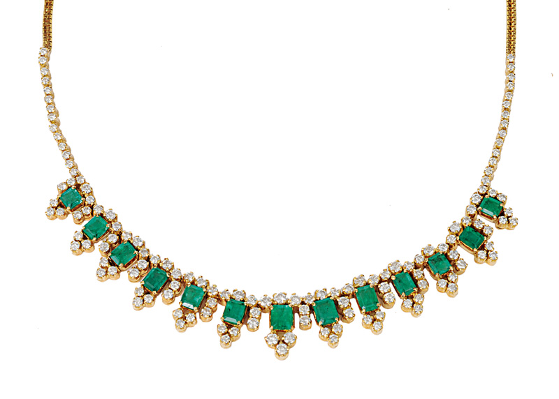 An emerald diamond necklace