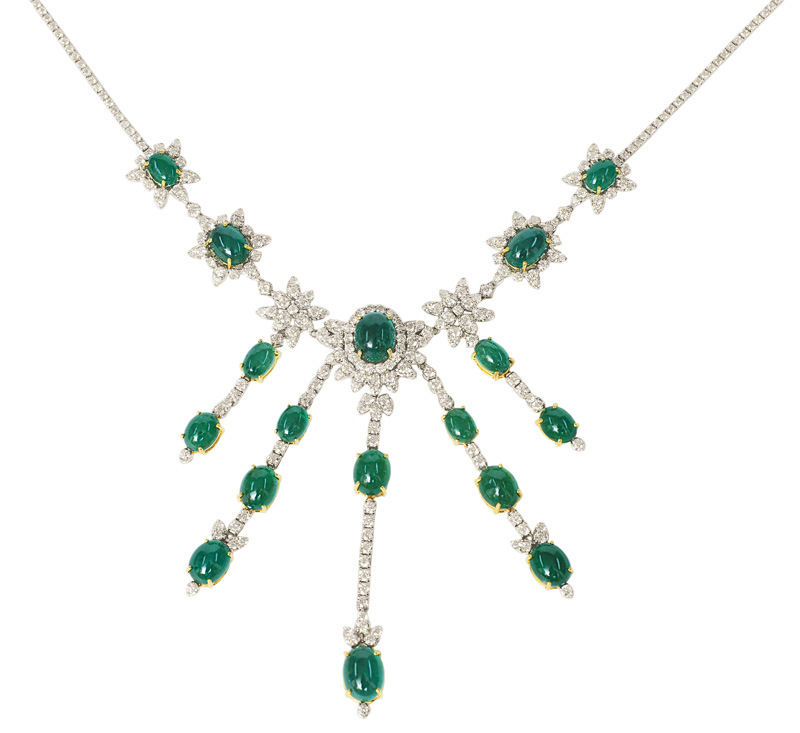 A highcarat, very fine emerald diamond necklace