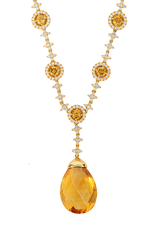 A fine citrine diamond necklace