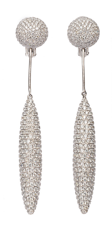 A pair of high carat diamond earpendants