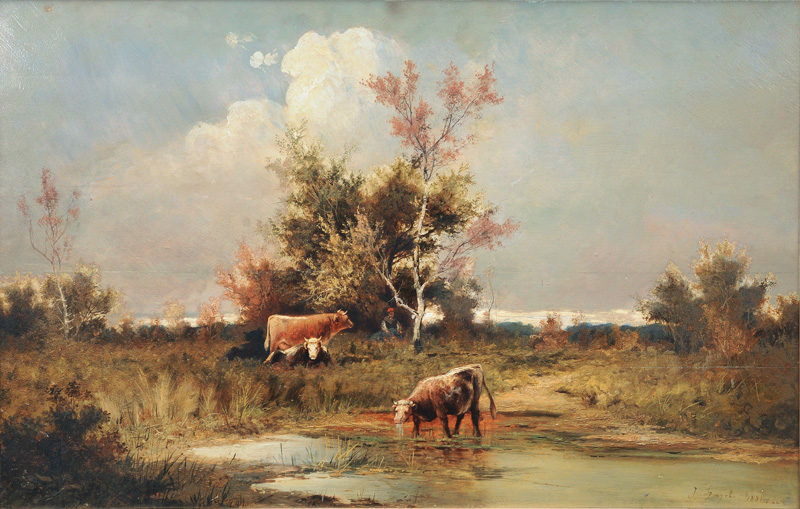 Cows by a Pond