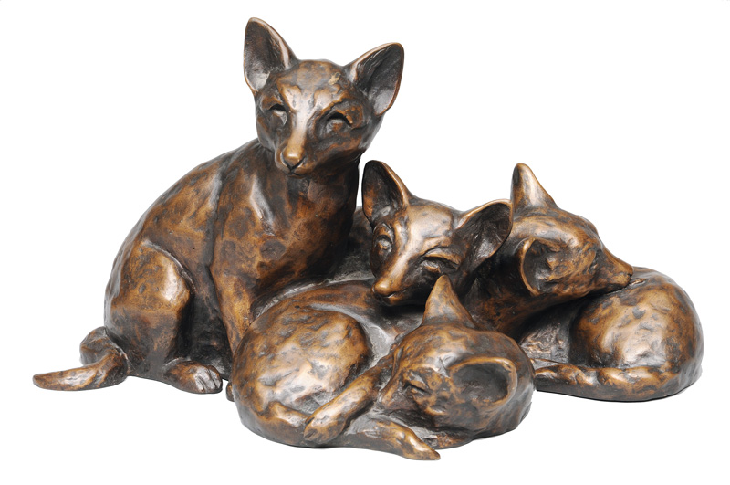 A bronze figure "Group of young foxes"