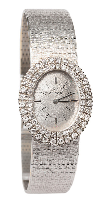 Damen-Armbanduhr mit Brillant-Besatz von Omega