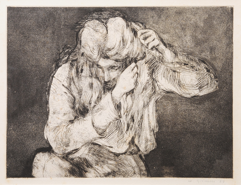 Woman combing her hair II