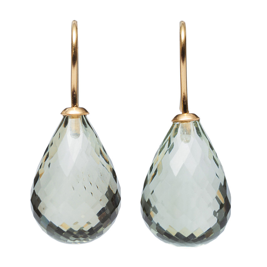 A pair of green amethyst earpendants