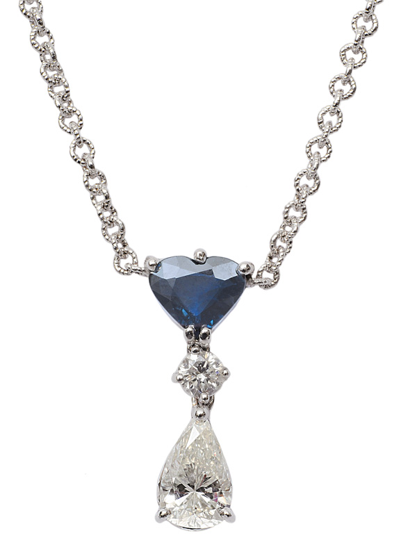 A diamond sapphire pendant with necklace