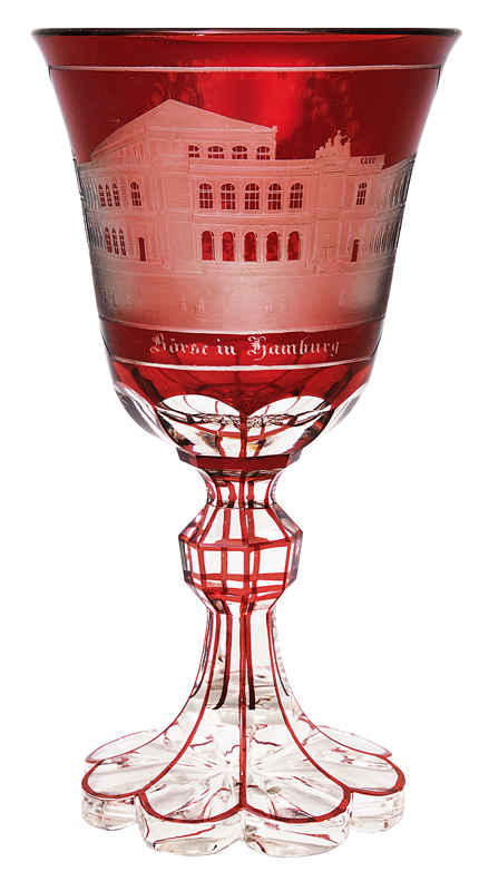 A Biedermeier souvenir goblet with Hamburg scene