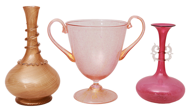 A set of 3 Murano glass vases A set of 3 Murano glass vases
