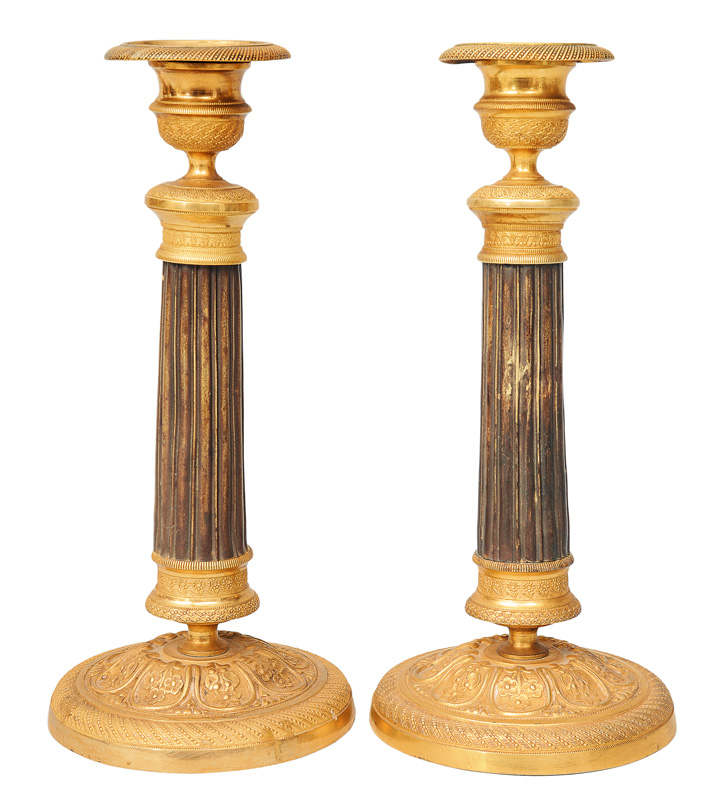 A pair of Empire candle holders