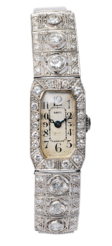 An Art Deco ladies watch with diamonds