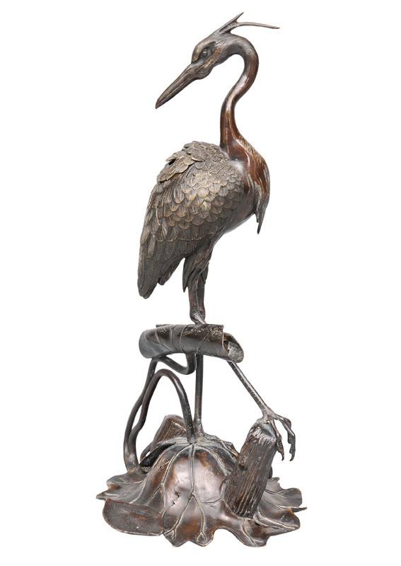 A bronze figurine "Heron on a lotus"