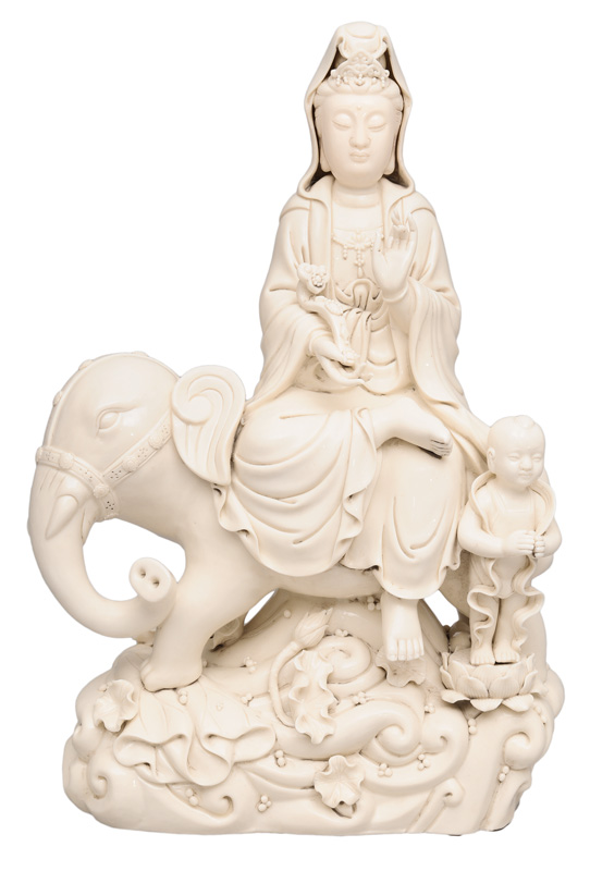 A Dehua-figurine "Puxian on an elephant"