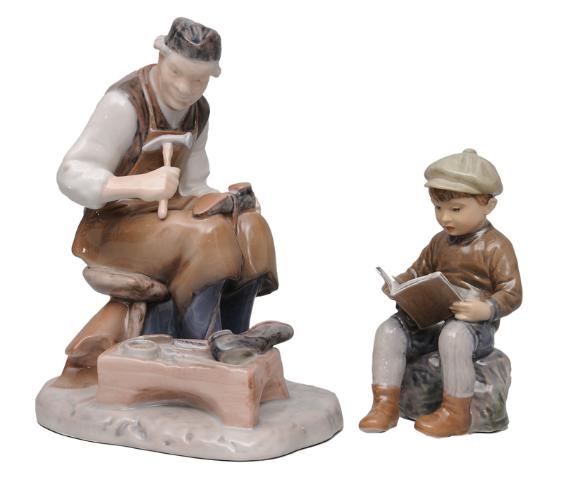 Two figurines "Shoemaker" and "Reading boy"