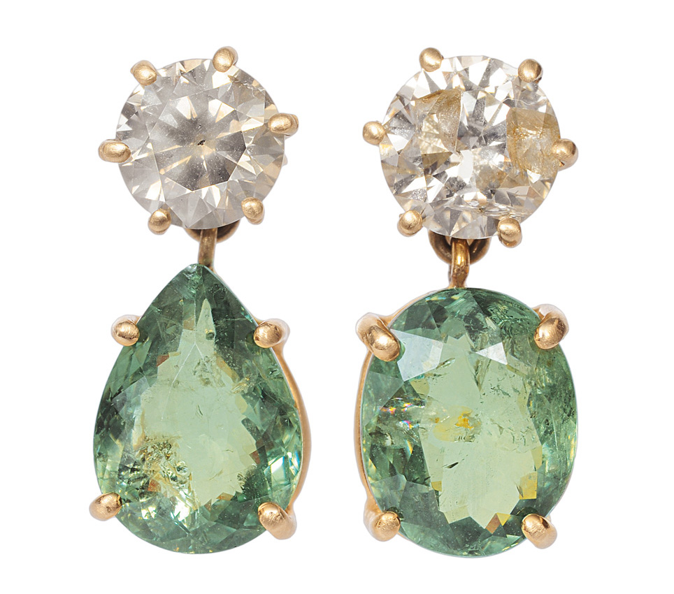 A pair of demantoid diamond earrings